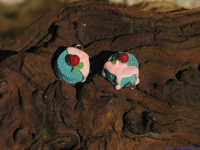 Cake, 18x16mm, blauw/roze