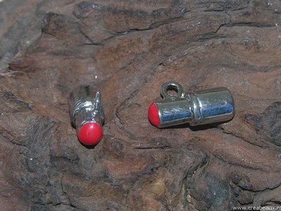 Lippenstift, 20x12mm, zilverkleur-rood