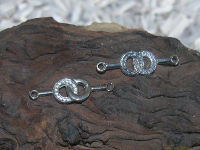 Tussenstuk geschikt voor 2mm similisteen, 41x12mm, zilverkleur
