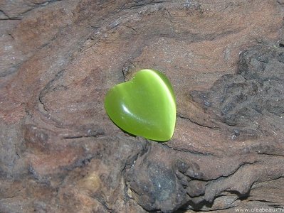 Hartje plaksteen cateye, 10x14mm, groen