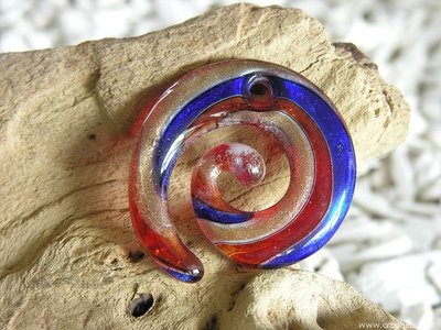 Spiraal, 50x46mm, blauw-bruin-goudkleur
