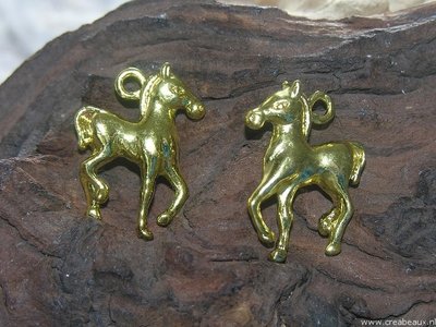 Paard 3D, 30x22mm, goudkleur