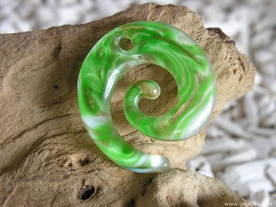 Spiraal, 50x46mm, groen-wit