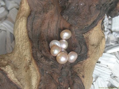 Zoetwaterparel met halfgeboord gat, 8x5mm, oudroze