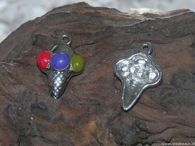 Ijsje met epoxy, 30x20mm, zilverkleurig