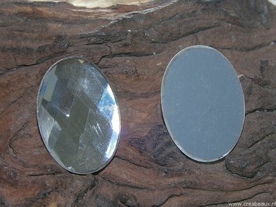 Plaksteen ovaal facet geslepen, 29x21mm, lichtbruin