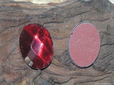Plaksteen ovaal facet geslepen, 29x21mm, rood