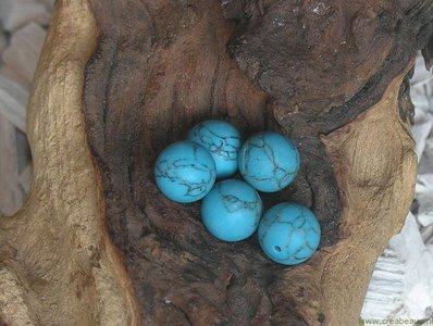 Kraal met halfgeboord gat, 10mm, turquoise