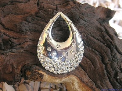 Hanger met strass, 55x45mm, zilverkleur