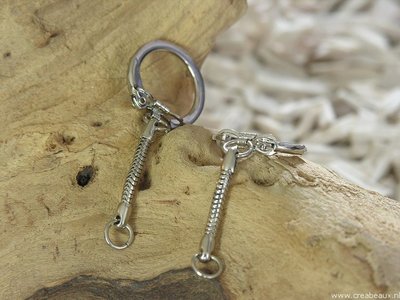 Sleutelhanger met ketting, 64x3mm, zilverkleur