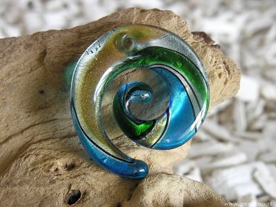 Spiraal, 50x46mm, blauw-groen