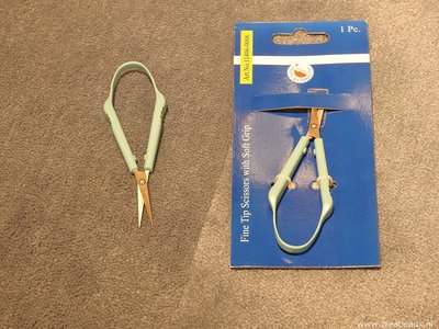 Scharen met zeer fijne punt, 10cm, zilverkleur-lichtblauw