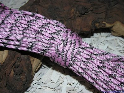 Paracord 550, 4mm, babyroze met grijs gemêleerd