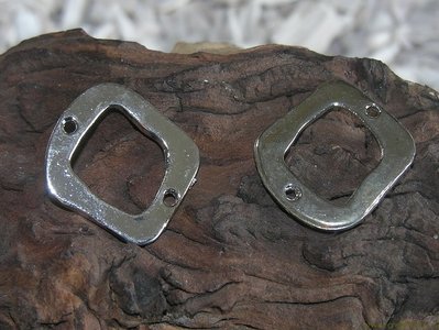 Tussenstuk onregelmatig, 27x30mm, zilverkleur