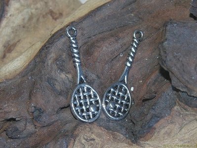 Tennisracket, 29x12mm, zilverkleur