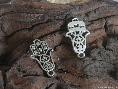 Fatima hand, 22x14mm, antiek zilverkleur