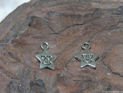 Ster met gezicht, 15x15mm, zilverkleur