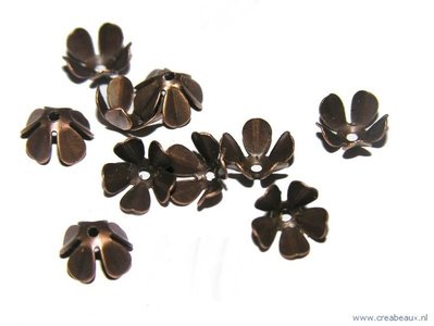 Kralenkapje, 8mm, koperkleur