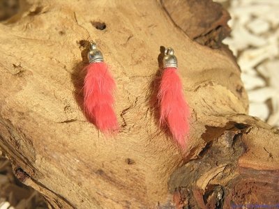 Hanger met pluis, 40x15mm, roze
