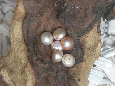 Zoetwaterparel met halfgeboord gat, 10x7mm, naturel