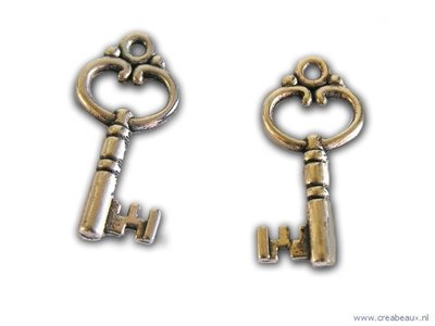 Sleutel, 24x12mm, (oud) zilverkleurig