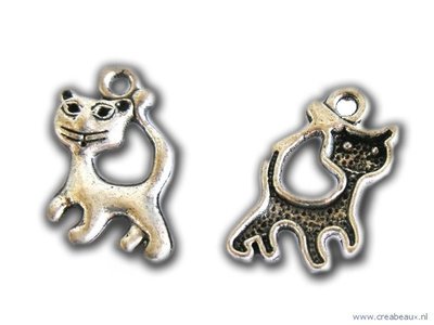Poes, 21x13mm, zilverkleur