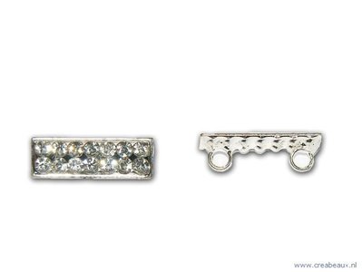 Rechthoek, 17x6mm, zilverkleurig
