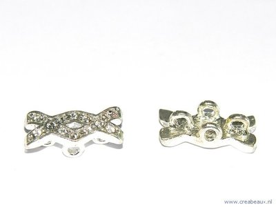 Rechthoek, 17x7mm, zilverkleurig