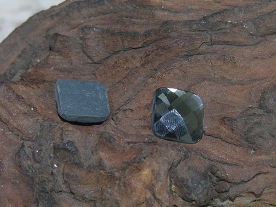 Plaksteen facet geslepen, 14x14mm, antraciet