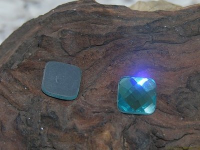 Plaksteen facet geslepen, 14x14mm, aquamarijnblauw
