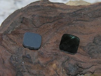Plaksteen facet geslepen, 14x14mm, donkergroen