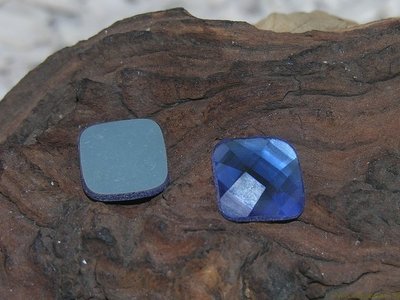 Plaksteen facet geslepen, 17x17mm, blauw