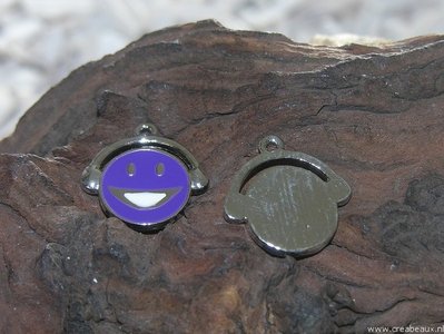 Smiley, 25x25mm, paars-wit