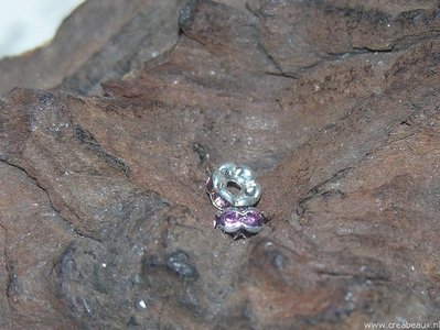 Spacer met kristal, 06mm, zilverkleur-amethist