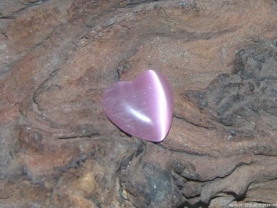 Hartje plaksteen cateye, 10x14mm, roze