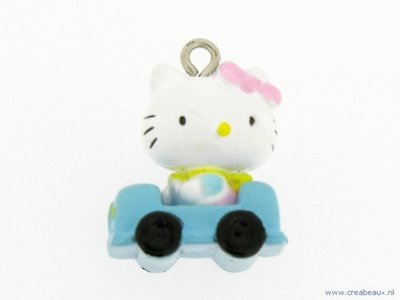 Hello Kitty, blauwe auto