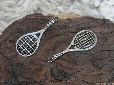 Tennisracket, 49x19mm, zilverkleur