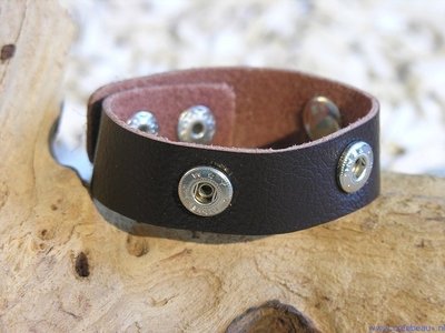 Vary Button armband, 20cm, bruin