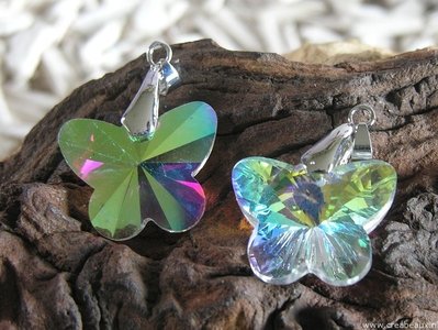 Vlinder met klemmetje, 42x30mm, kristal AB