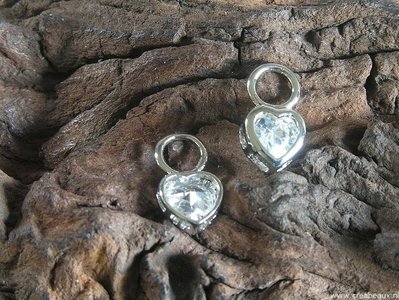 Hanger met hartje (voor oorbellen), 19x11mm, zilverkleur
