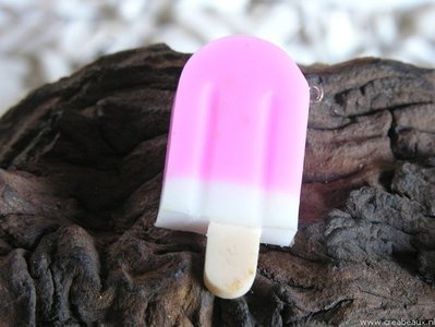 Ijsje, 52x27mm, roze-wit