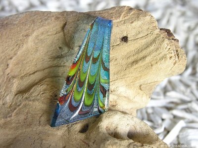 Hanger, 63x22mm, zilverkleur-groen-oranje