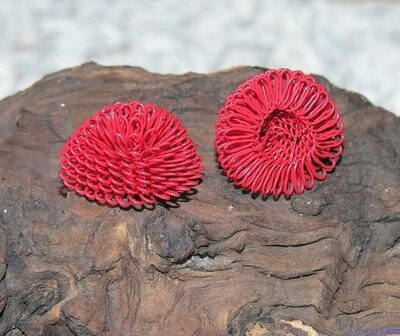 Halve bol, 33x19mm, rood