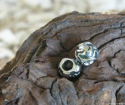 Pandora kraal met epoxy, 14x11mm, zwart-grijs