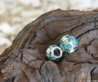 Pandora kraal met epoxy, 14x11mm, capriblauw